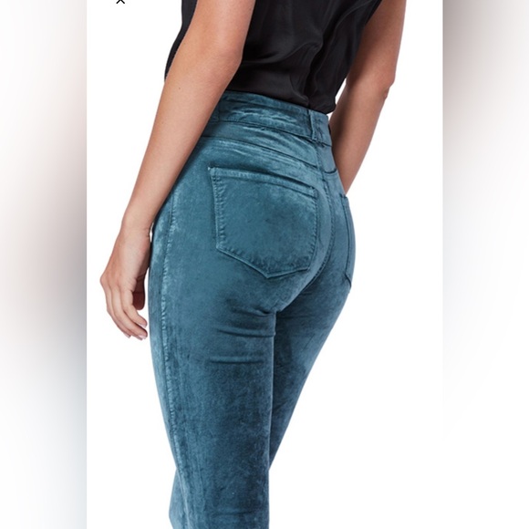 PAIGE Hoxton Ankle Peg Velvet Jeans Sea Blue High Rise Button Fly NWT Size 30 - Picture 5 of 12